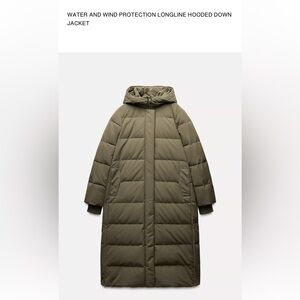 Zara Olive Hooded Puffer Coat Small NWT